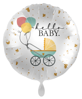Folienballon - Hello Baby, Kinderwagen - ø 43cm